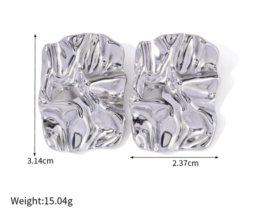 Crinkle Earrings - Gold or Silver