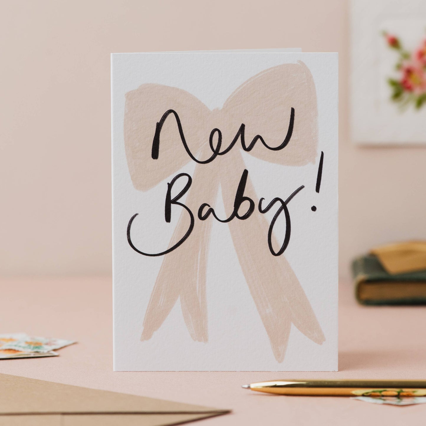 New Baby Bow Handwriting Card