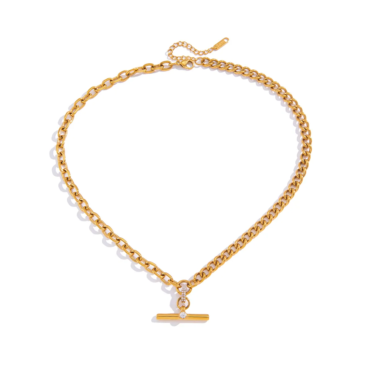 T Bar Pendant with Half & Half Chain
