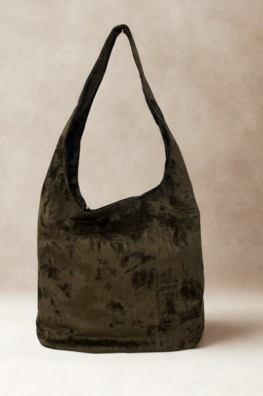 Faux Suede Slouchy Shoulder Bag