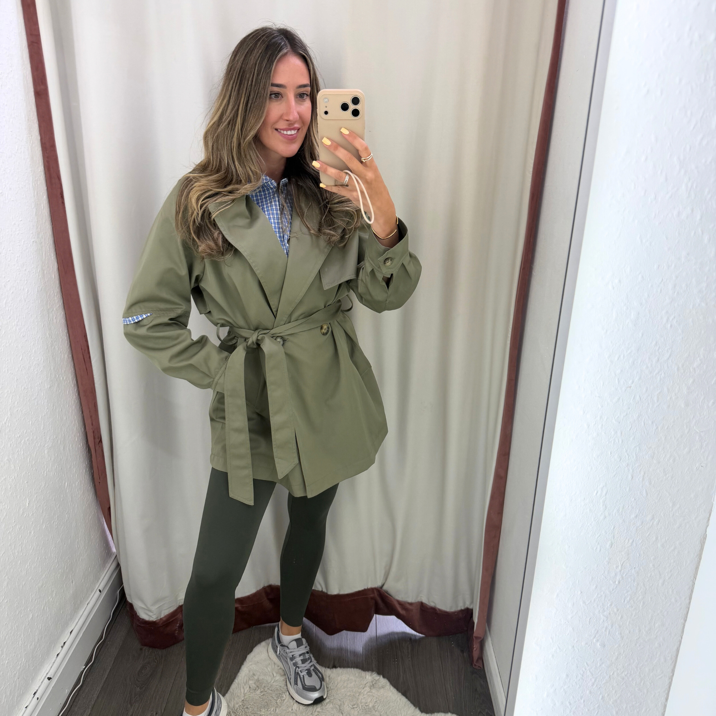 Olive trench shirt insert coat