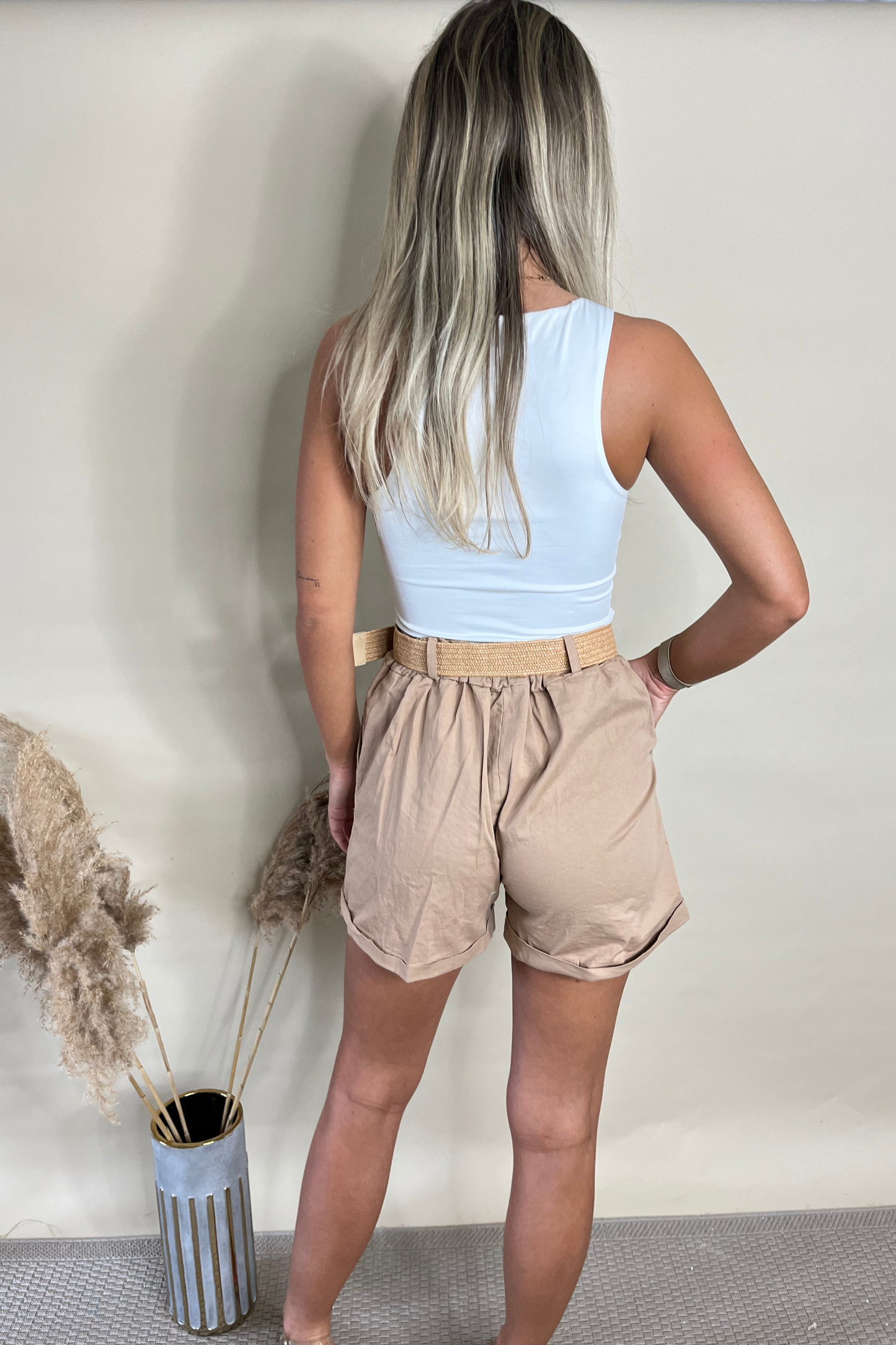 Belted High Waisted Shorts