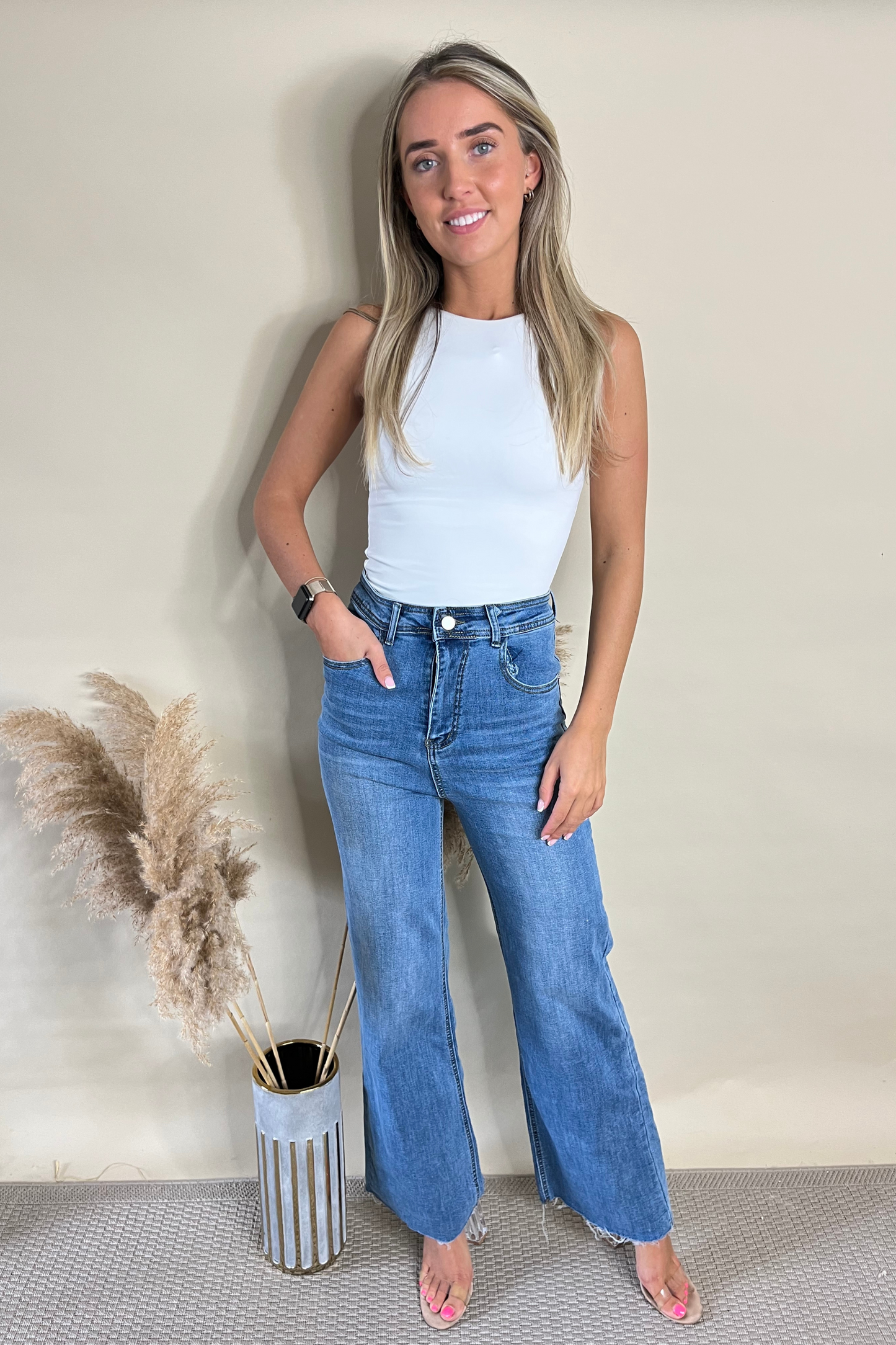 Denim Relaxed Wide Leg Jeans