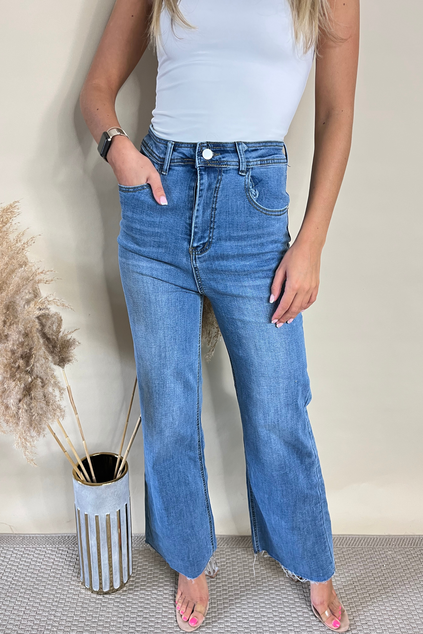 Denim Relaxed Wide Leg Jeans
