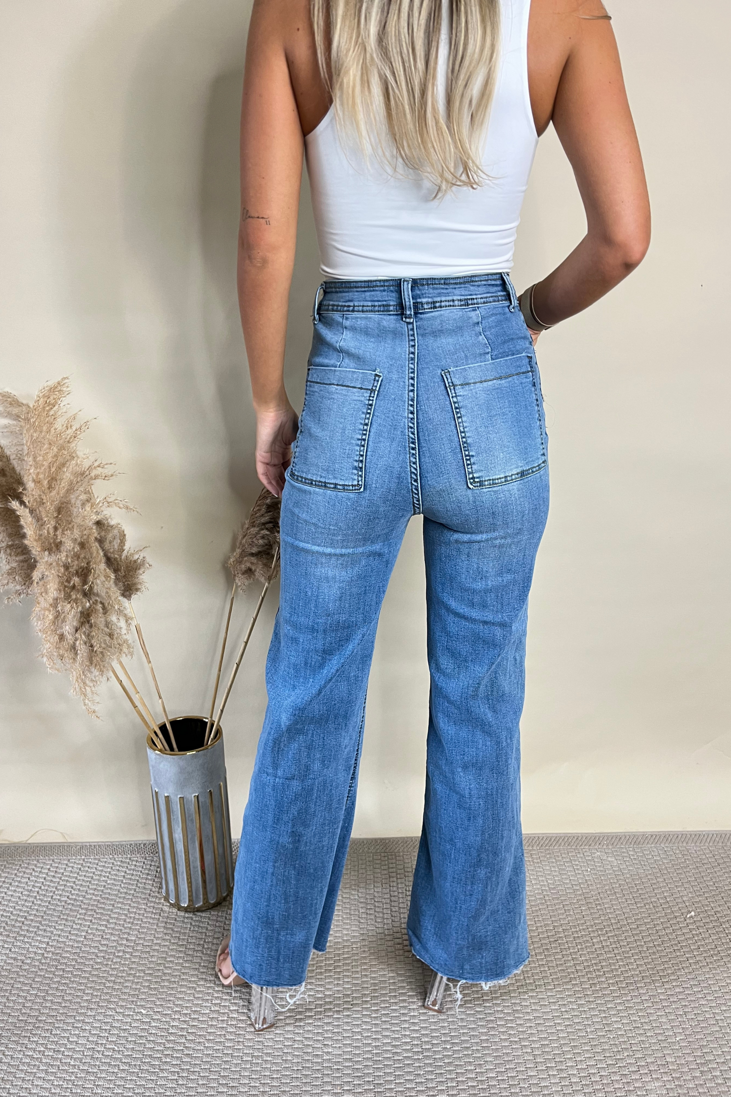 Denim Relaxed Wide Leg Jeans
