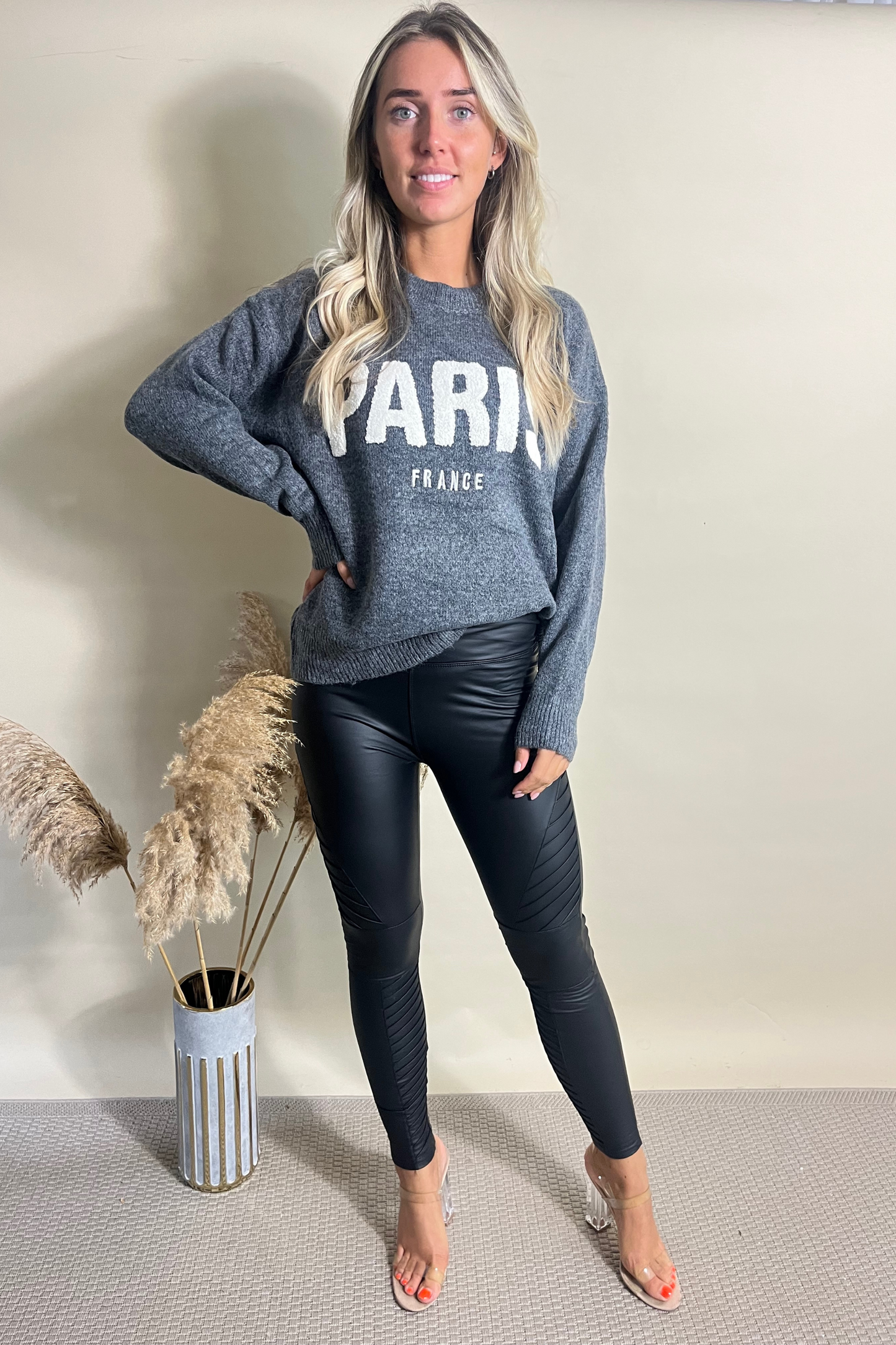 PARIS Slogan Round Neck Sweatshirt