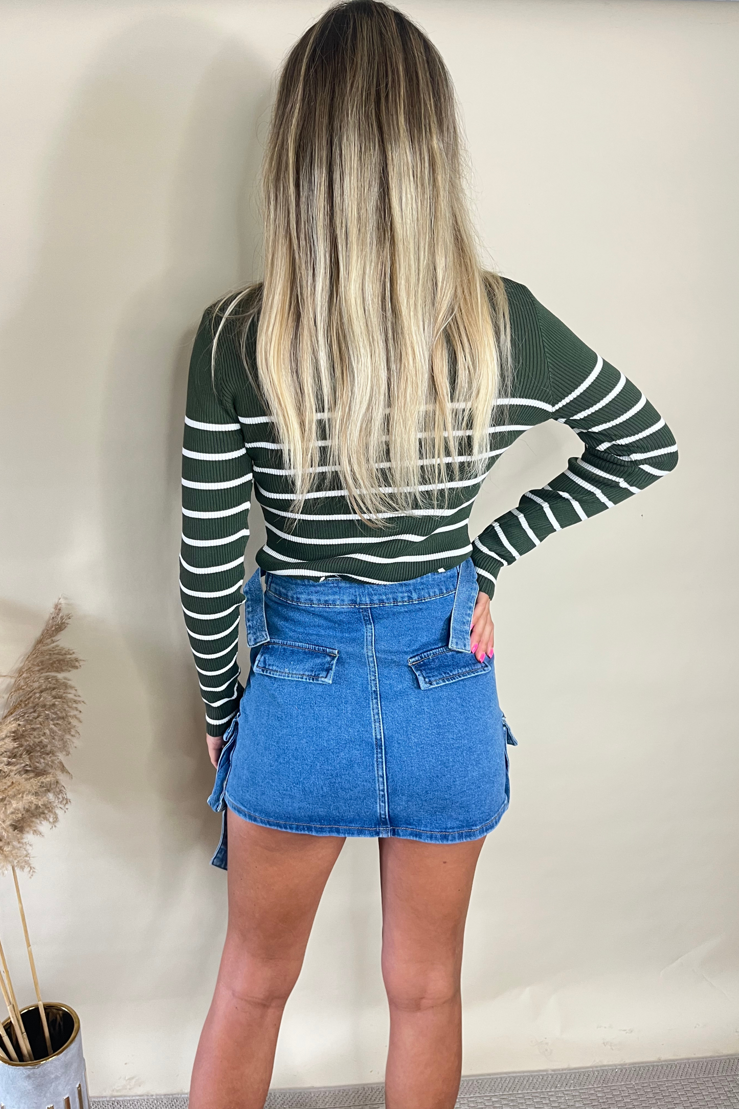 Khaki Stripe Long Sleeved Top