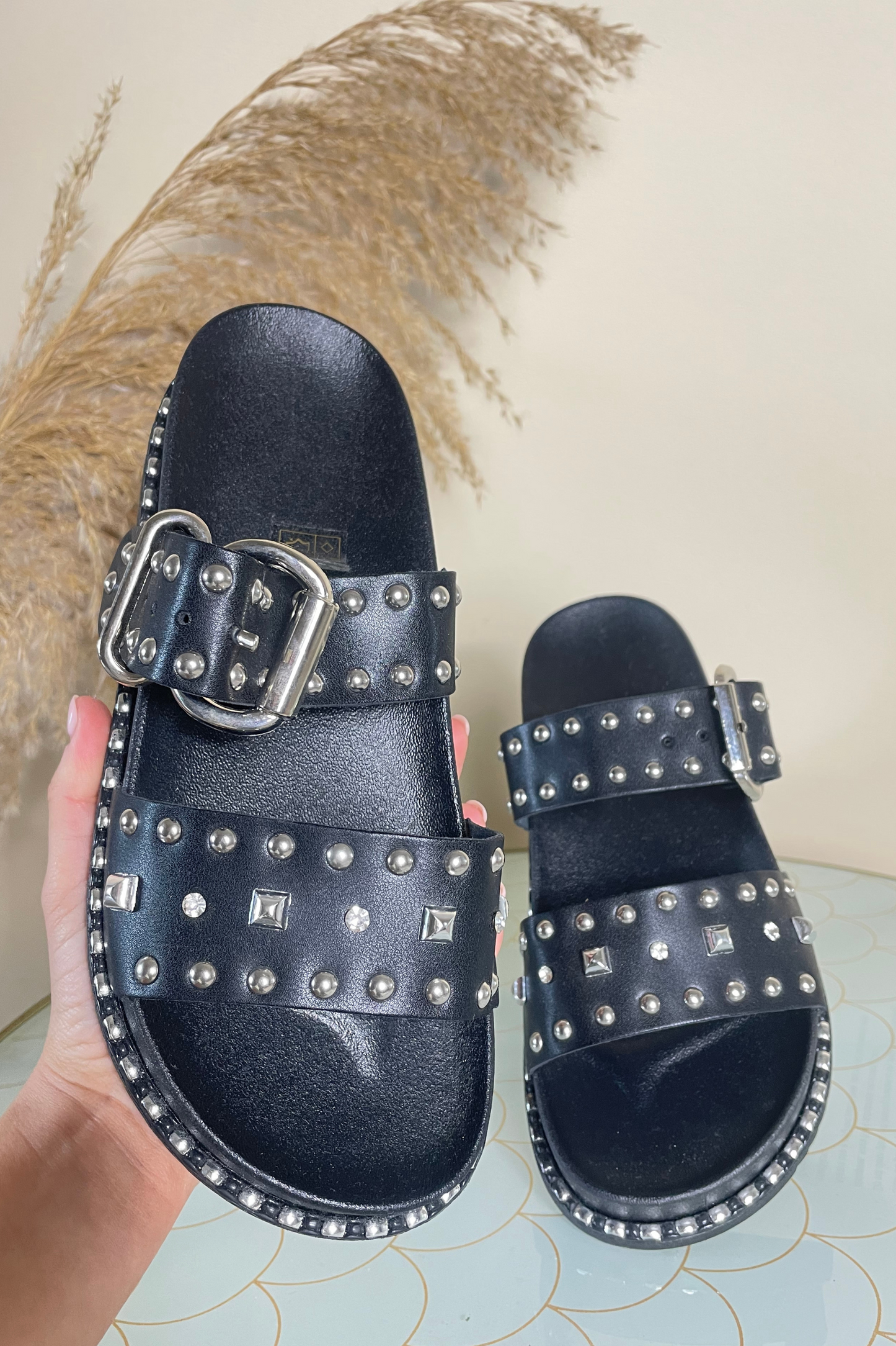 Black studded sandals