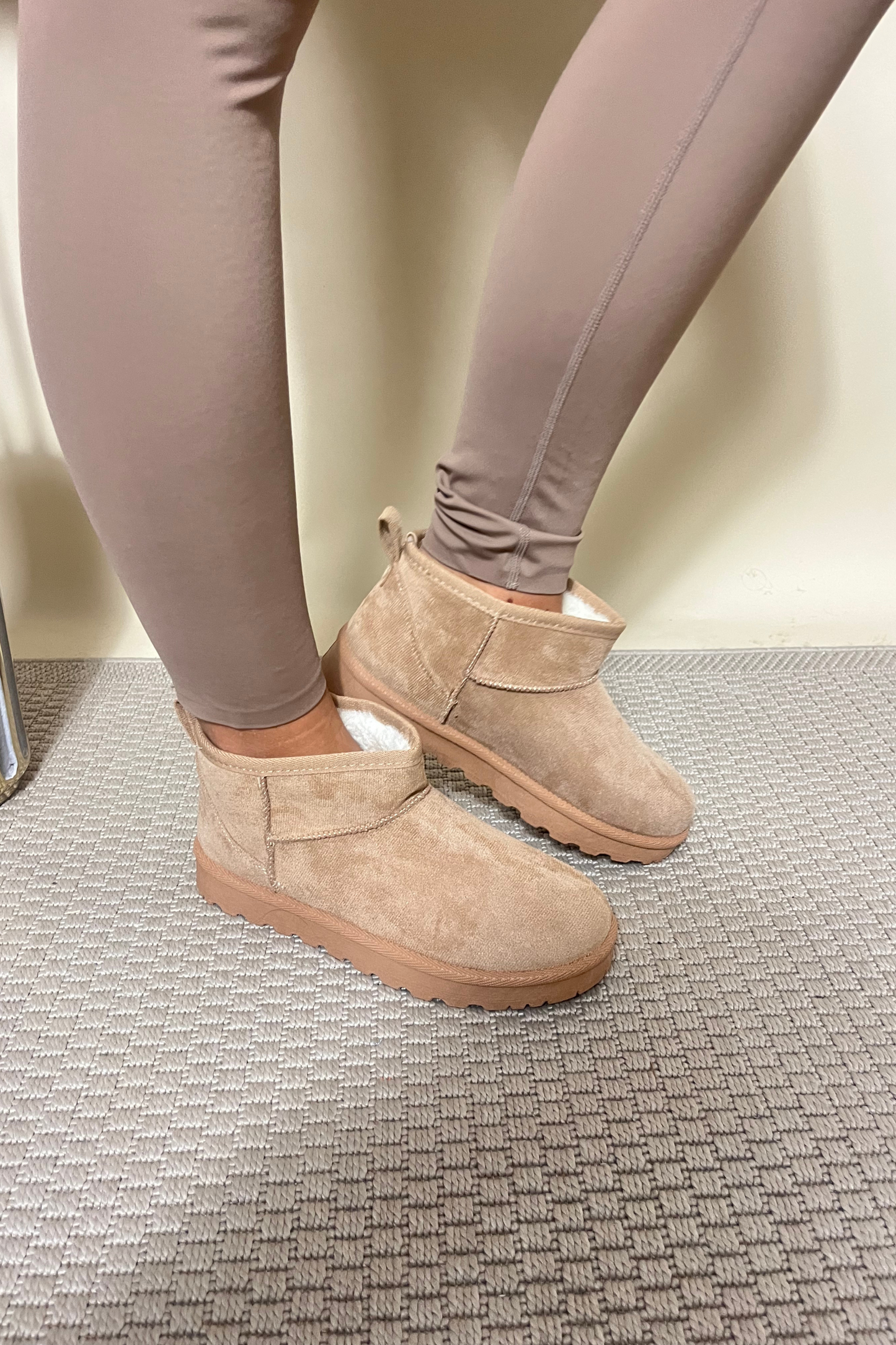 Slip on faux fur boot