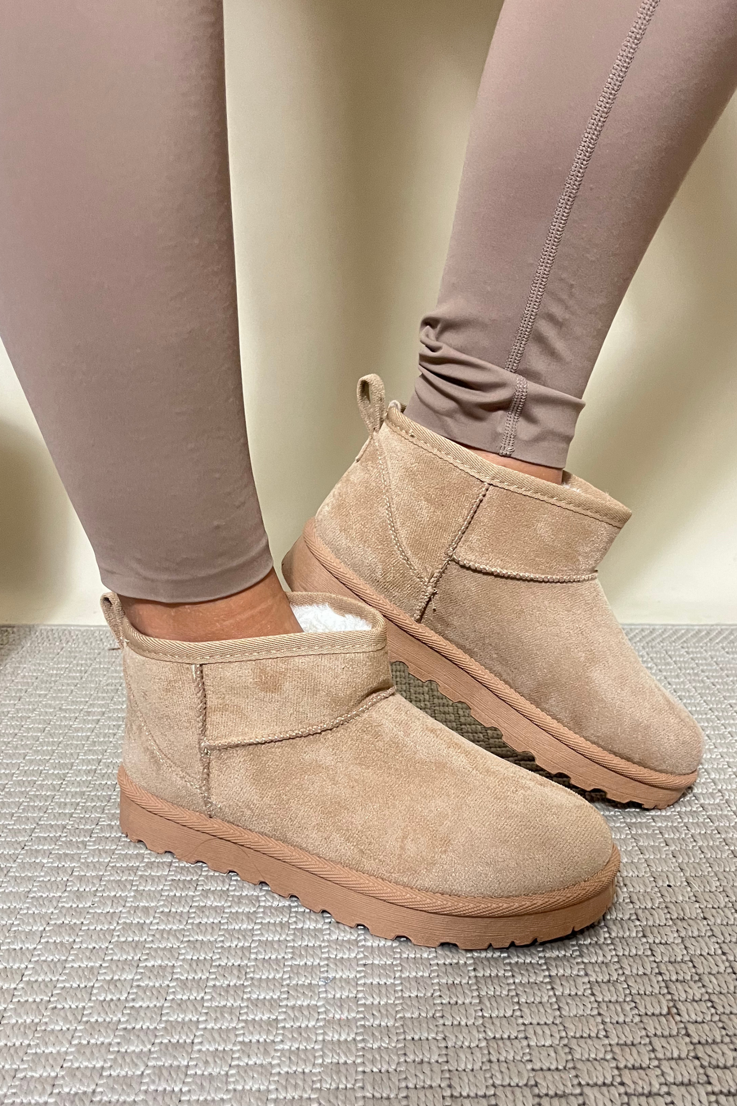 Slip on faux fur boot