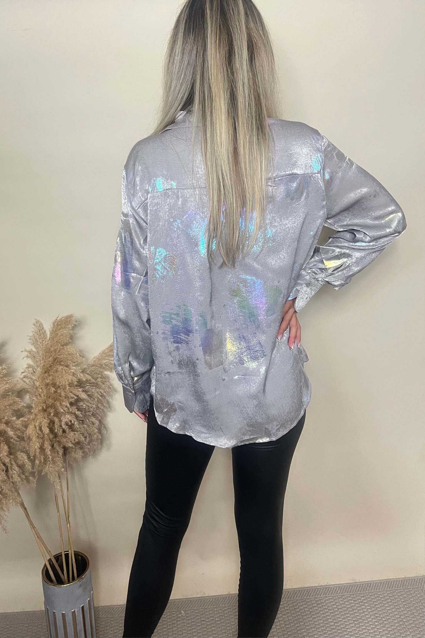 Metalic splash print grey shirt