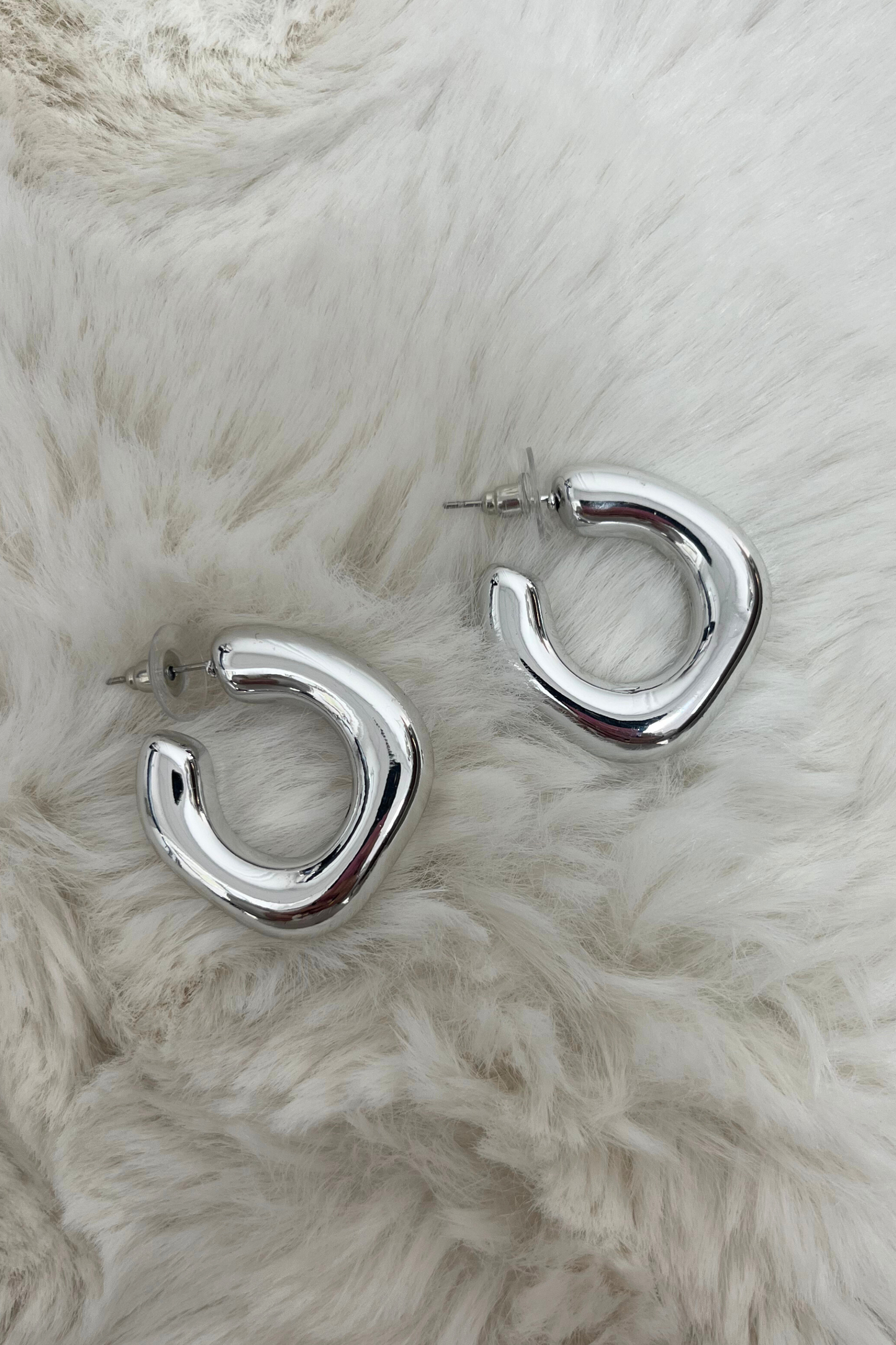 Silver U-Shape Hoop Earrings