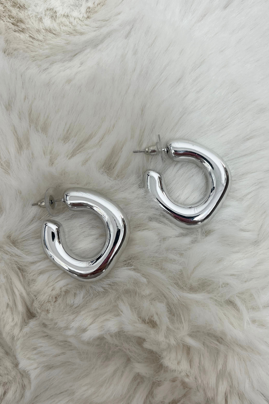 Silver U-Shape Hoop Earrings