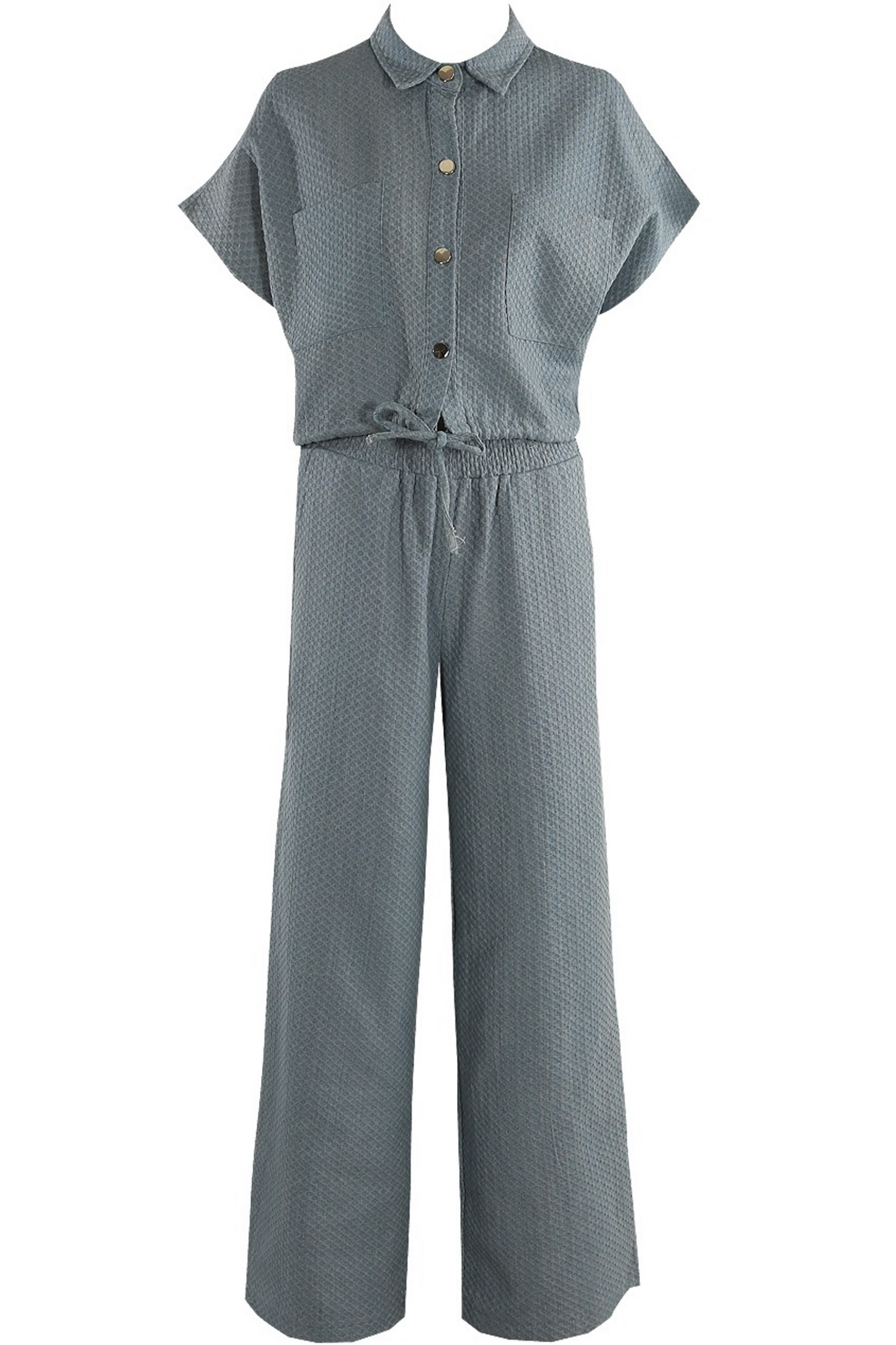 Denim Look Textured 2-Piece Set