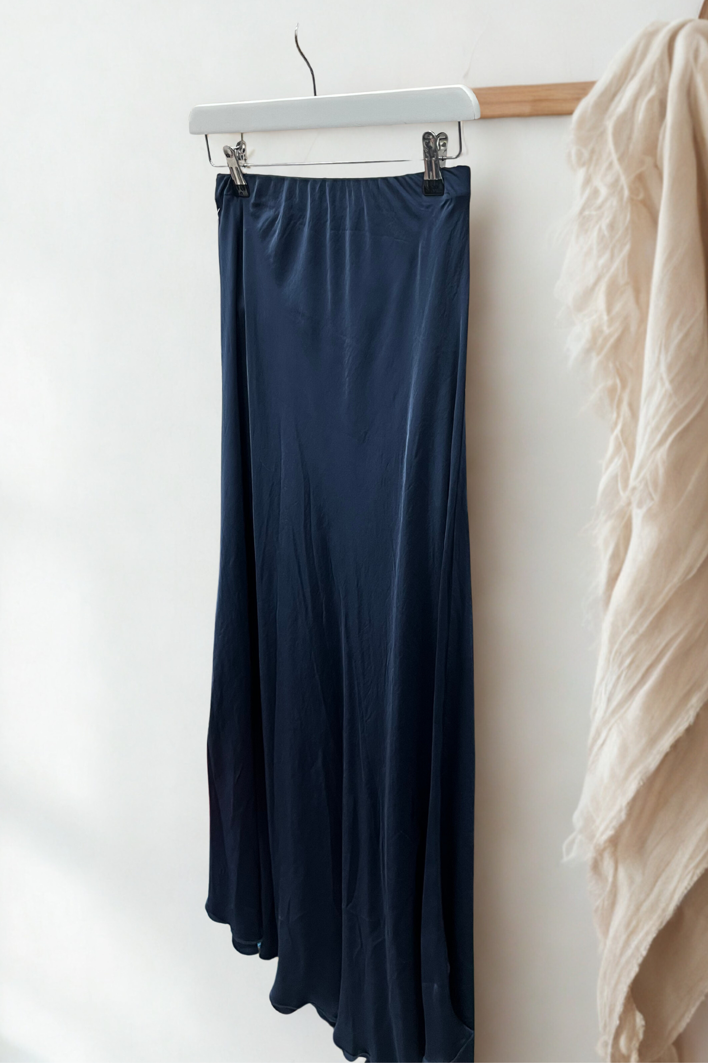 Navy satin skirt