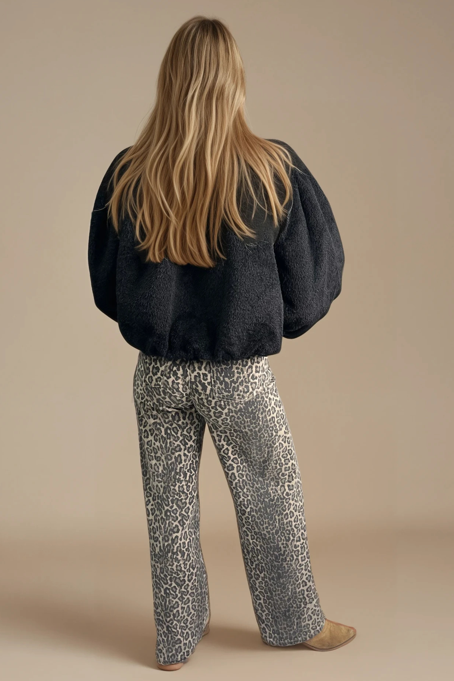 Black Teddy Jacket – High Neck & Balloon Sleeve