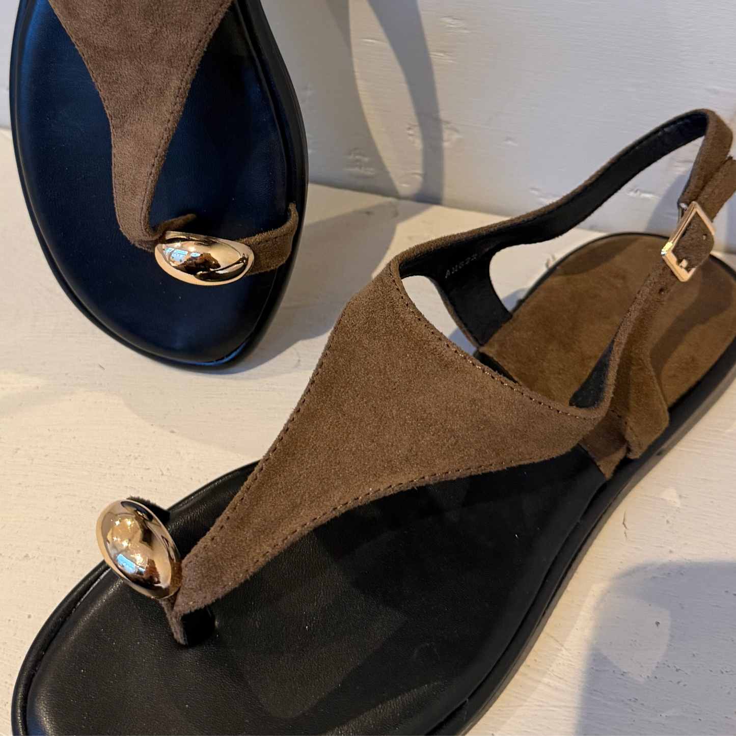 Chocolate Suede gold Detail Sandal