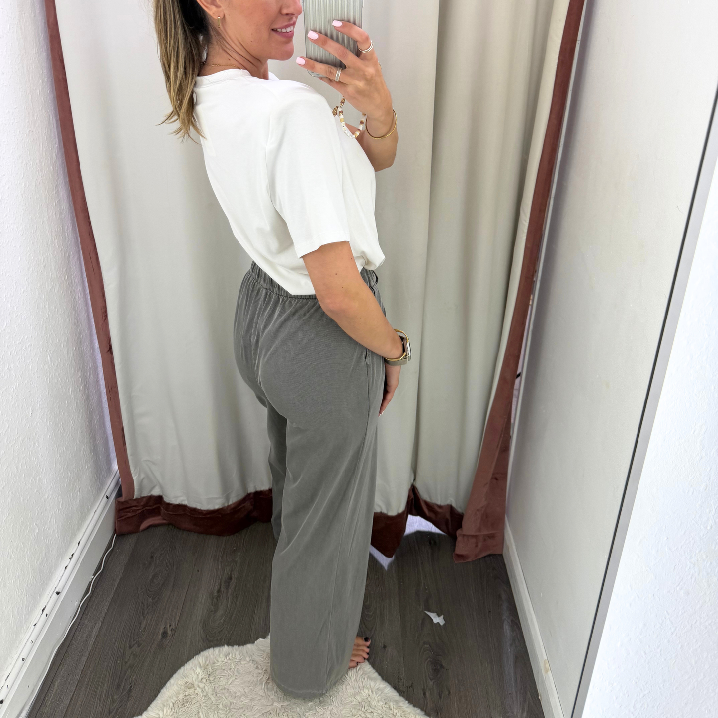 Grey Relaxed Drawstring Trousers