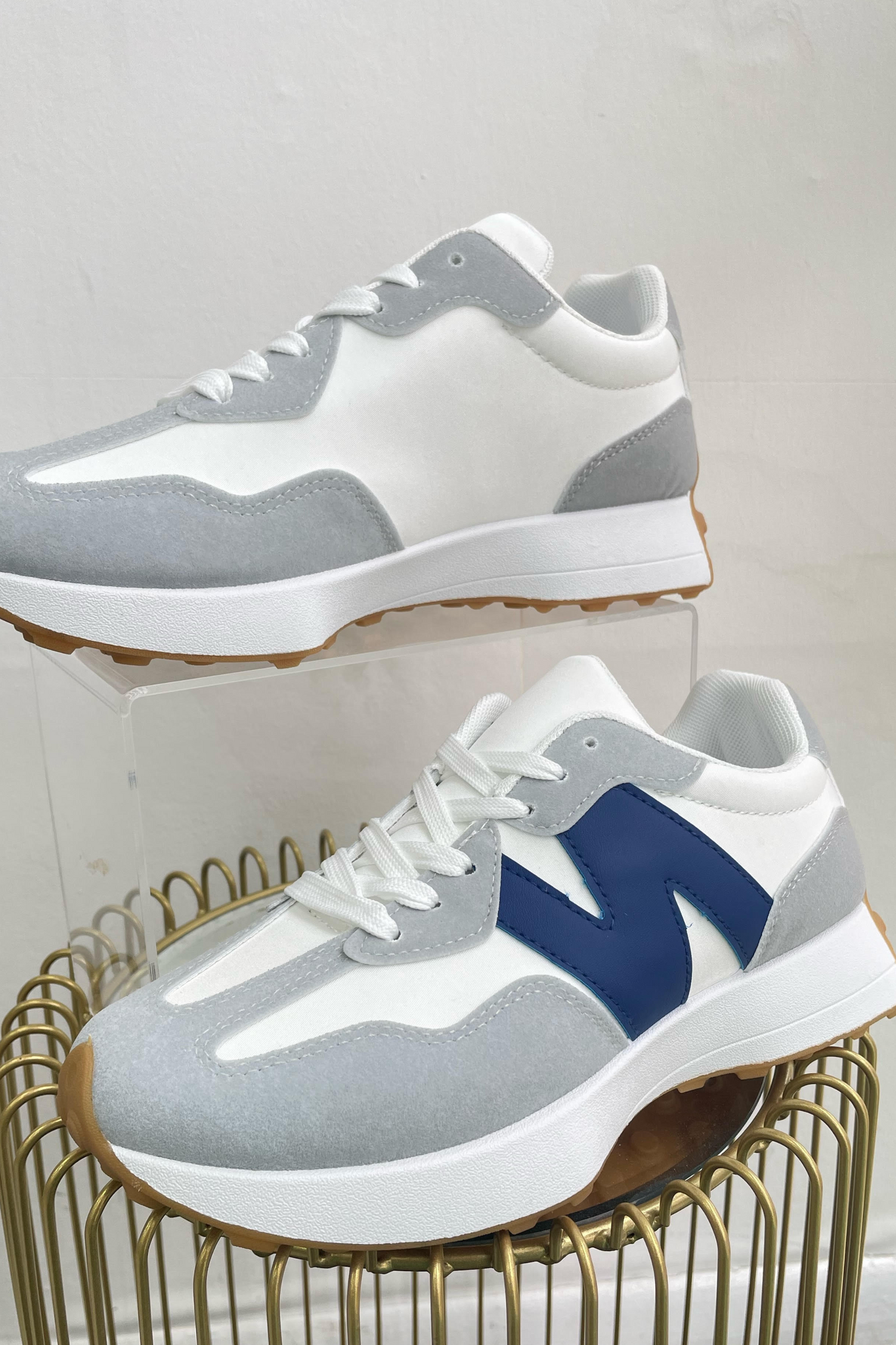 White & Blue Runner Trainers