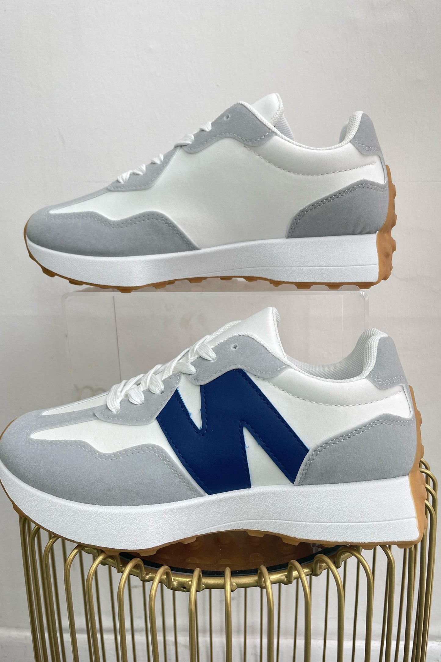 White & Blue Runner Trainers
