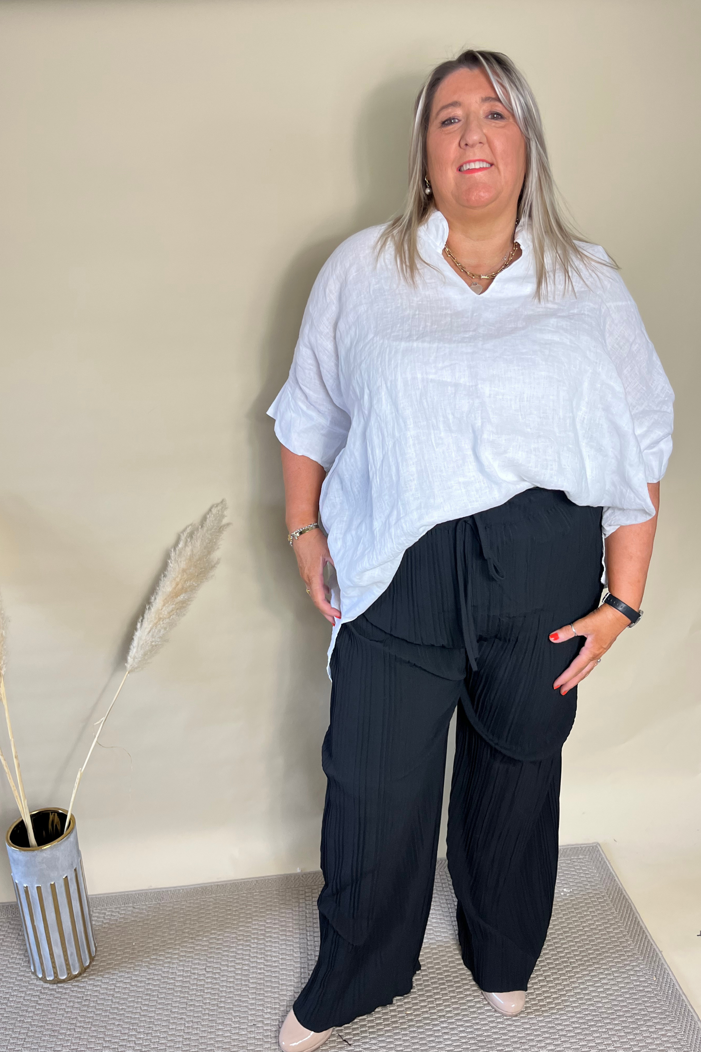 Curve Elasticated Waist Plisse Pants
