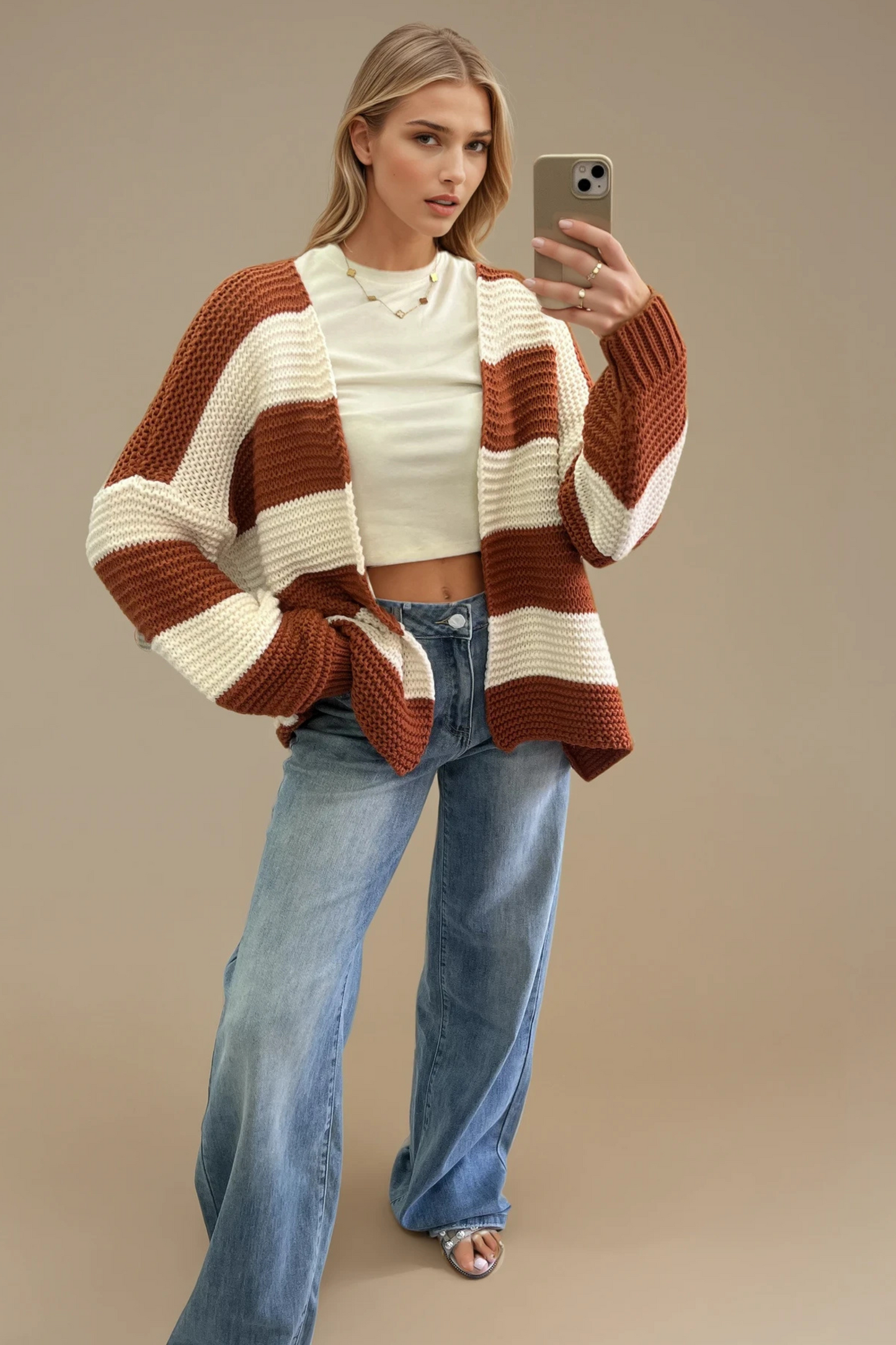 Stripe Chunky Knit Cardigan