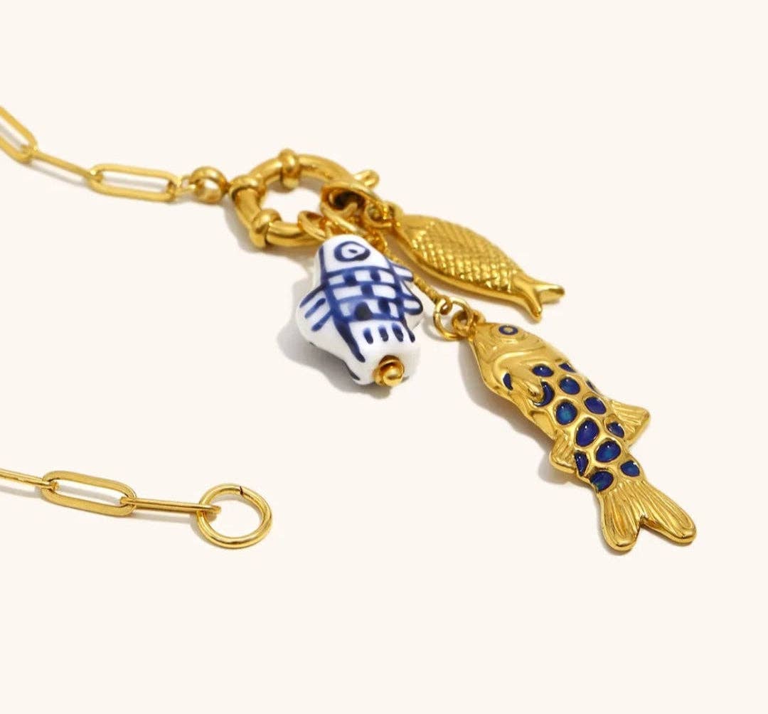 Blue Fish Pendant Necklace