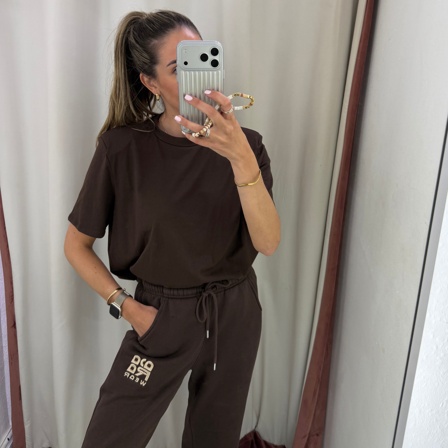 Shoulder Padded t-shirts- Brown or White