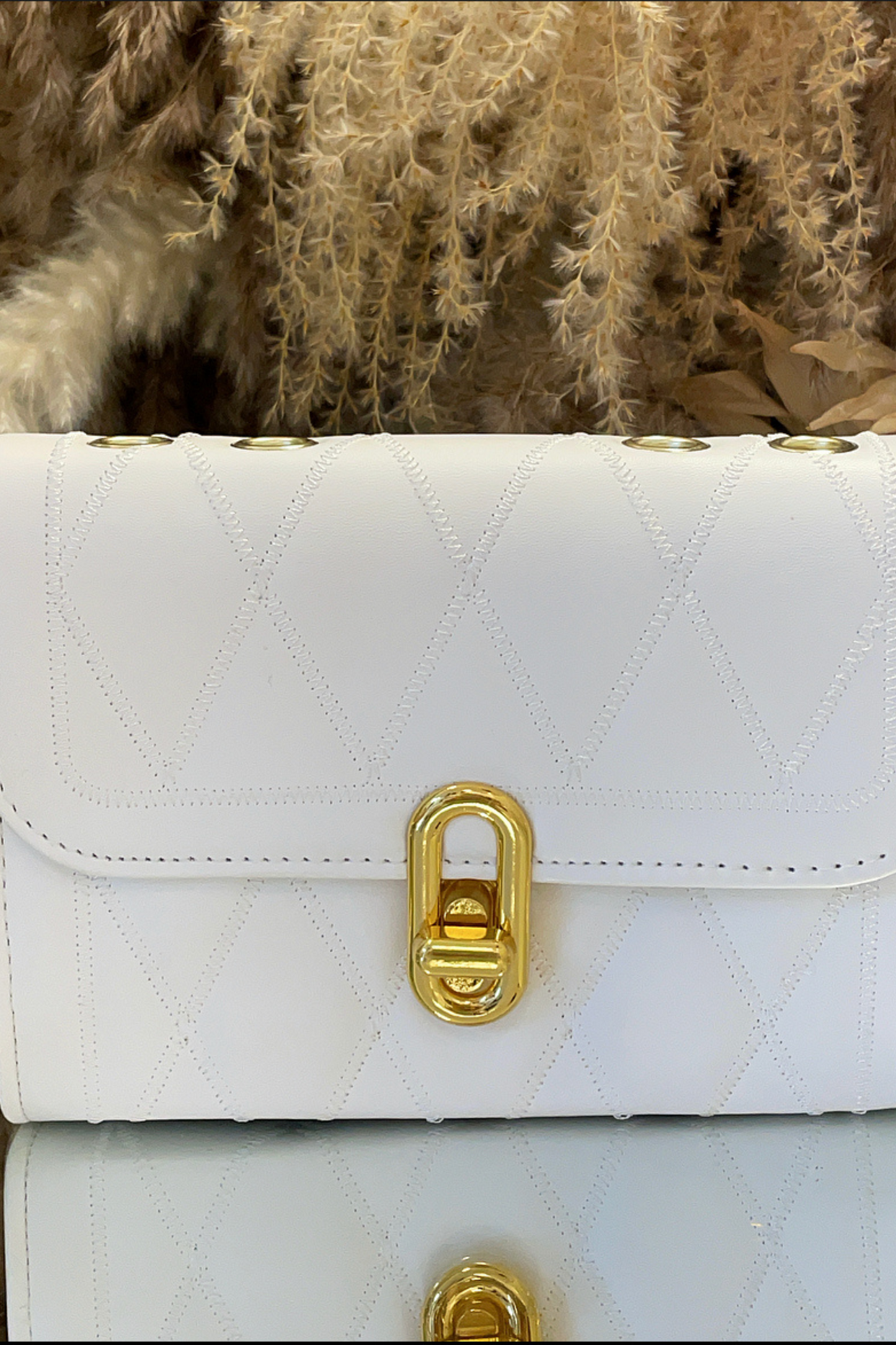 White Chain Stitch Bag