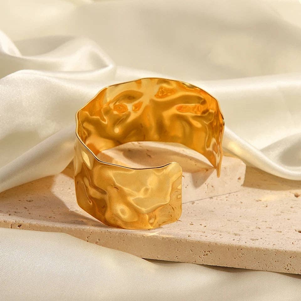 Hammered Cuff Bracelet - Gold or Silver