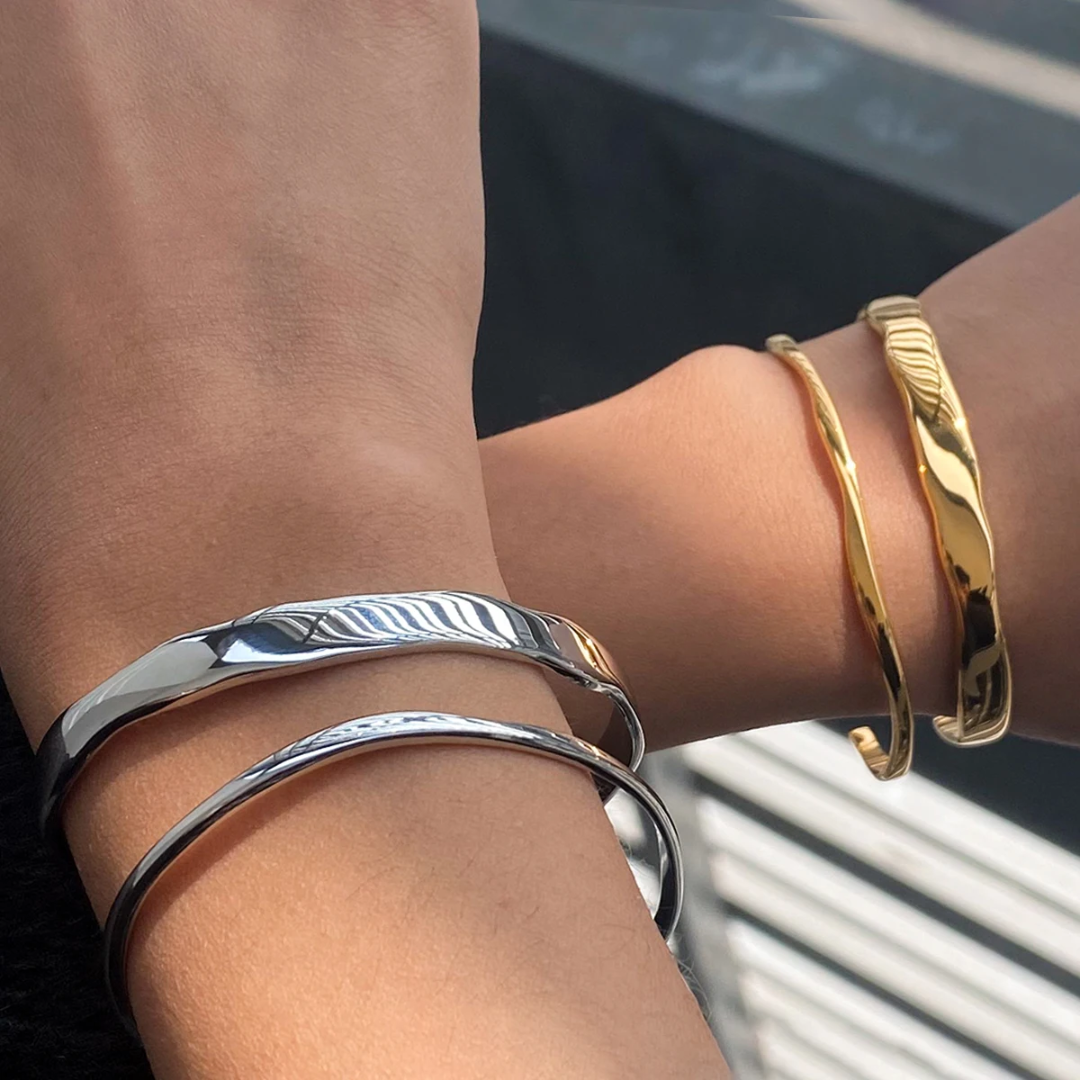 Rugged Bracelet Cuff - Gold or Silver - 2 Sizes