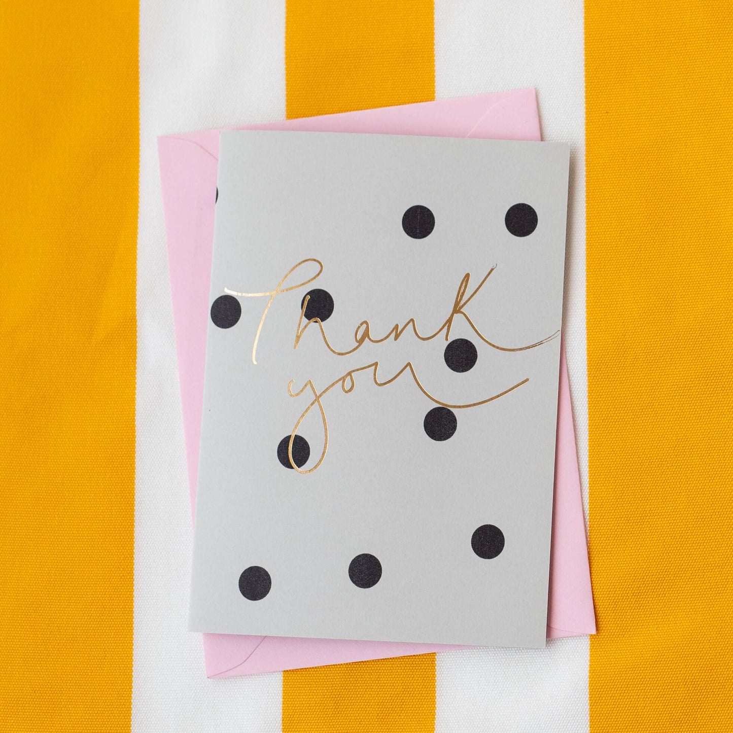 Thank You Grey Polka Dot Foil Card
