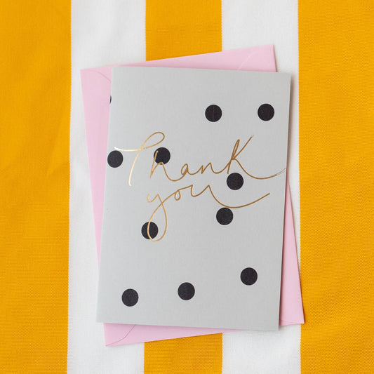 Thank You Grey Polka Dot Foil Card