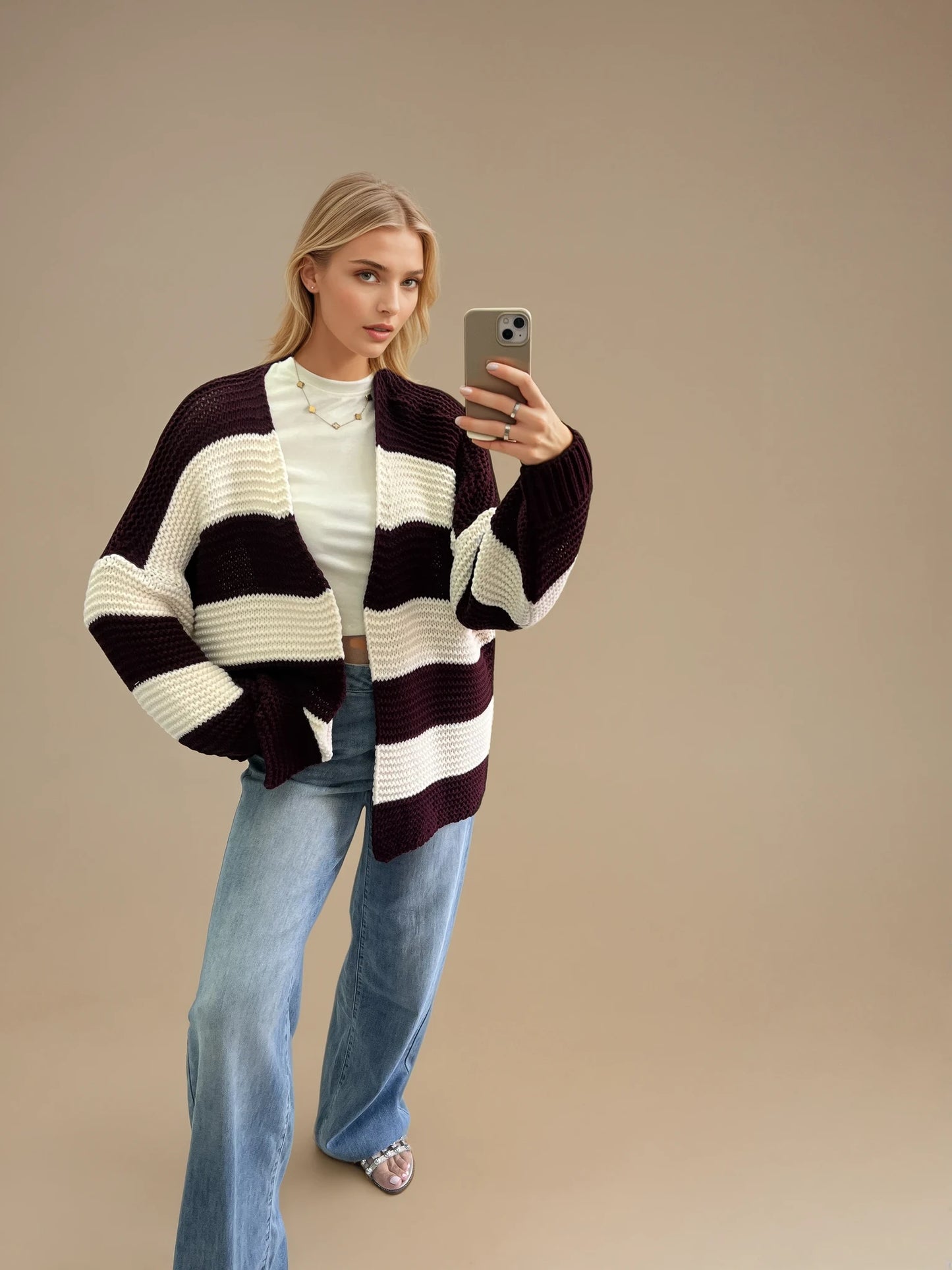 Stripe Chunky Knit Cardigan