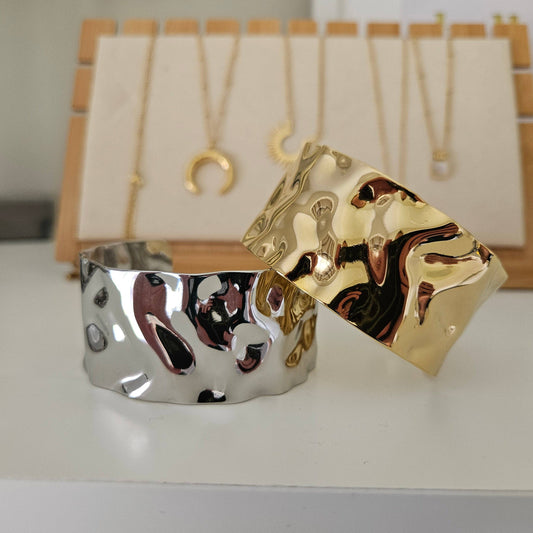 Hammered Cuff Bracelet - Gold or Silver