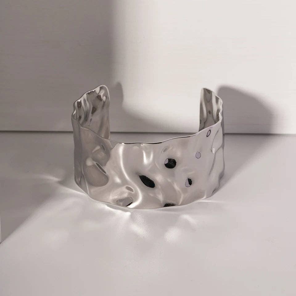 Hammered Cuff Bracelet - Gold or Silver