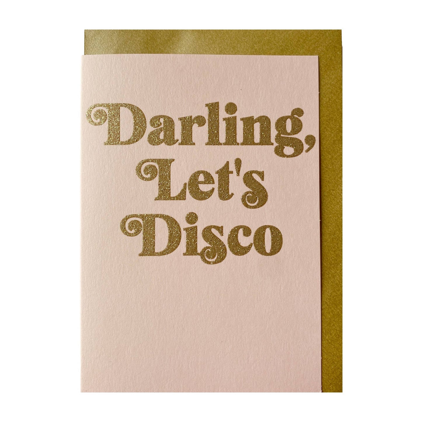 Darling, Let's Disco Pink and Gold Glitter Birthday Card