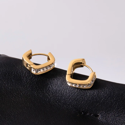 Baguette Cut Crystal Huggie Hoop Earrings