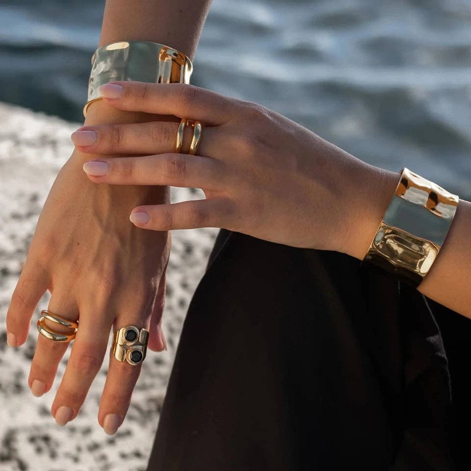 Hammered Cuff Bracelet - Gold or Silver