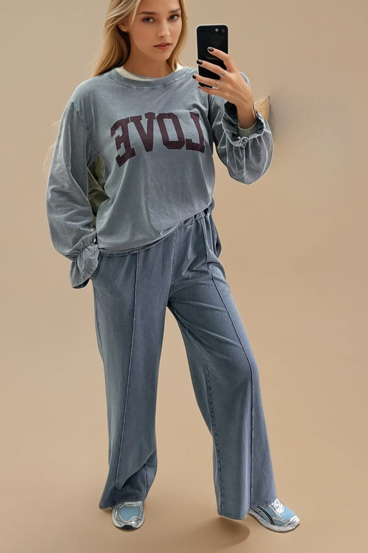 Washed Grey Seam Front Jogger Pants