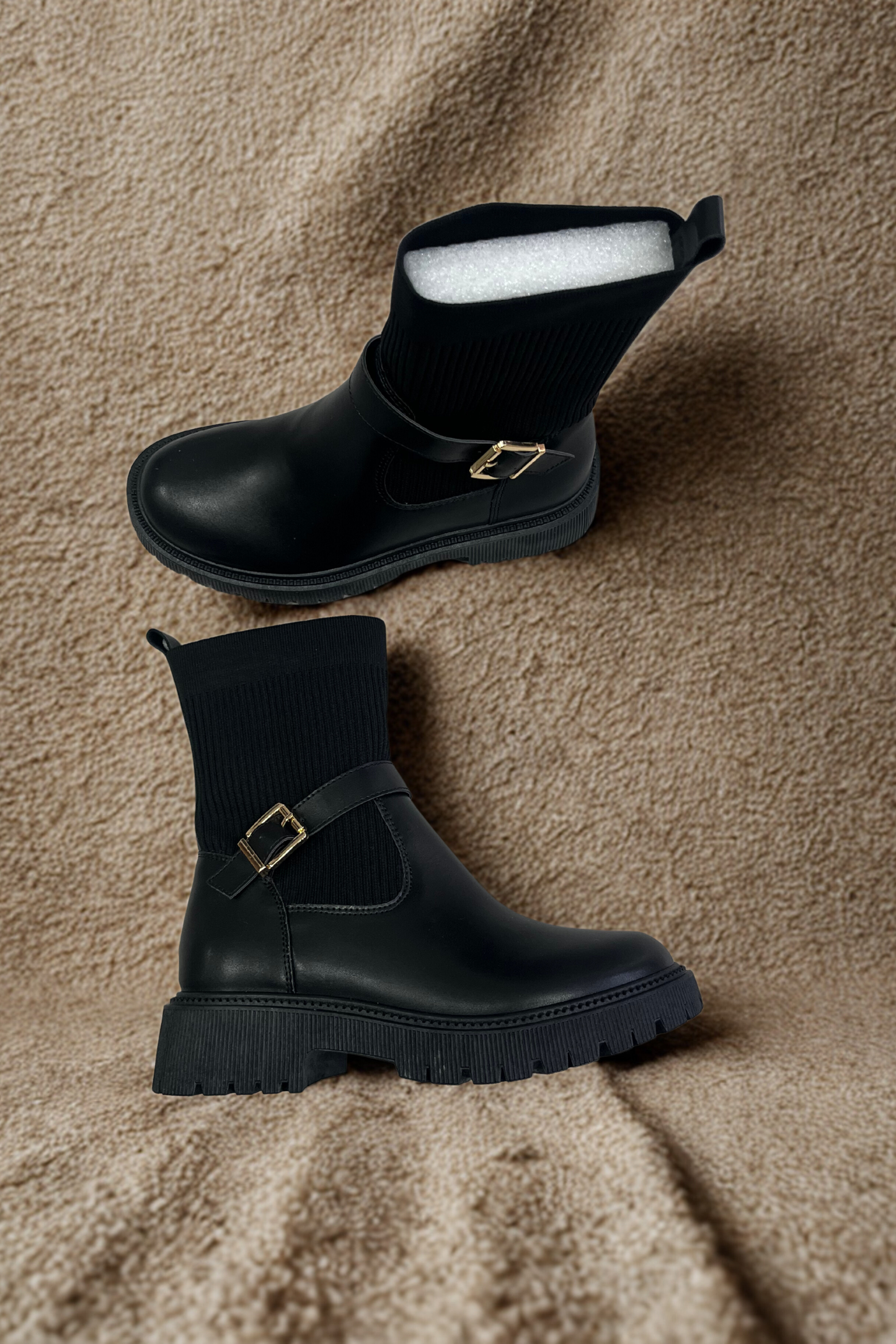 Black Side Buckle Chelsea Boots