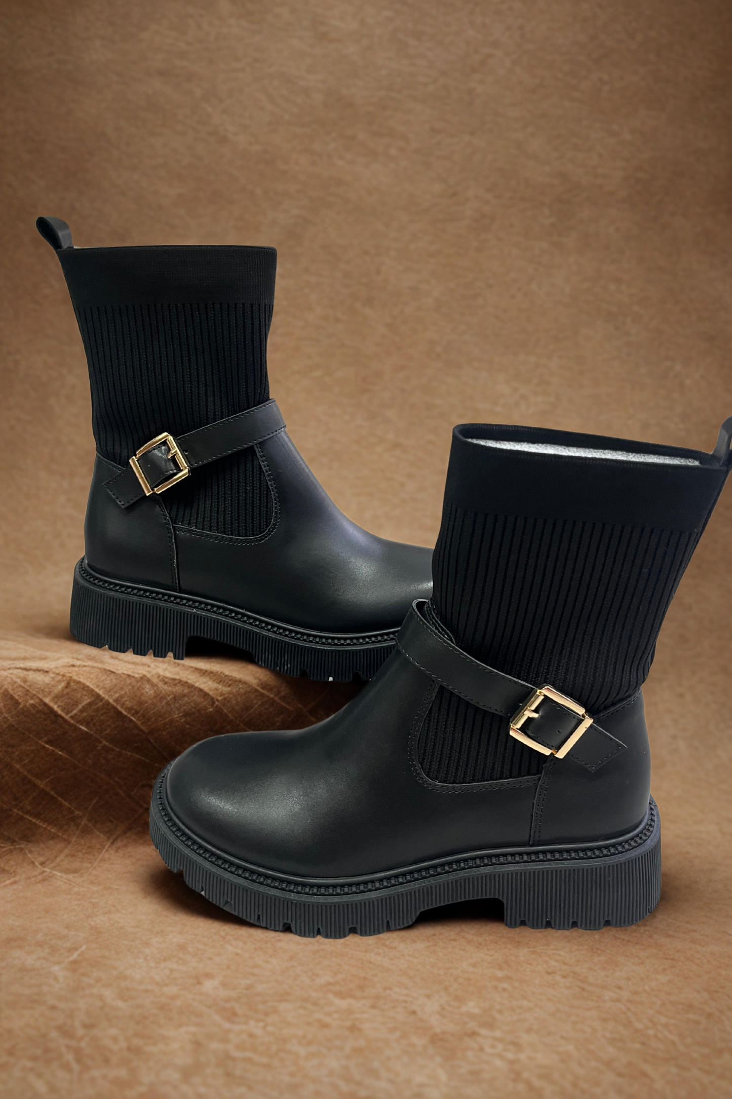 Black Side Buckle Chelsea Boots