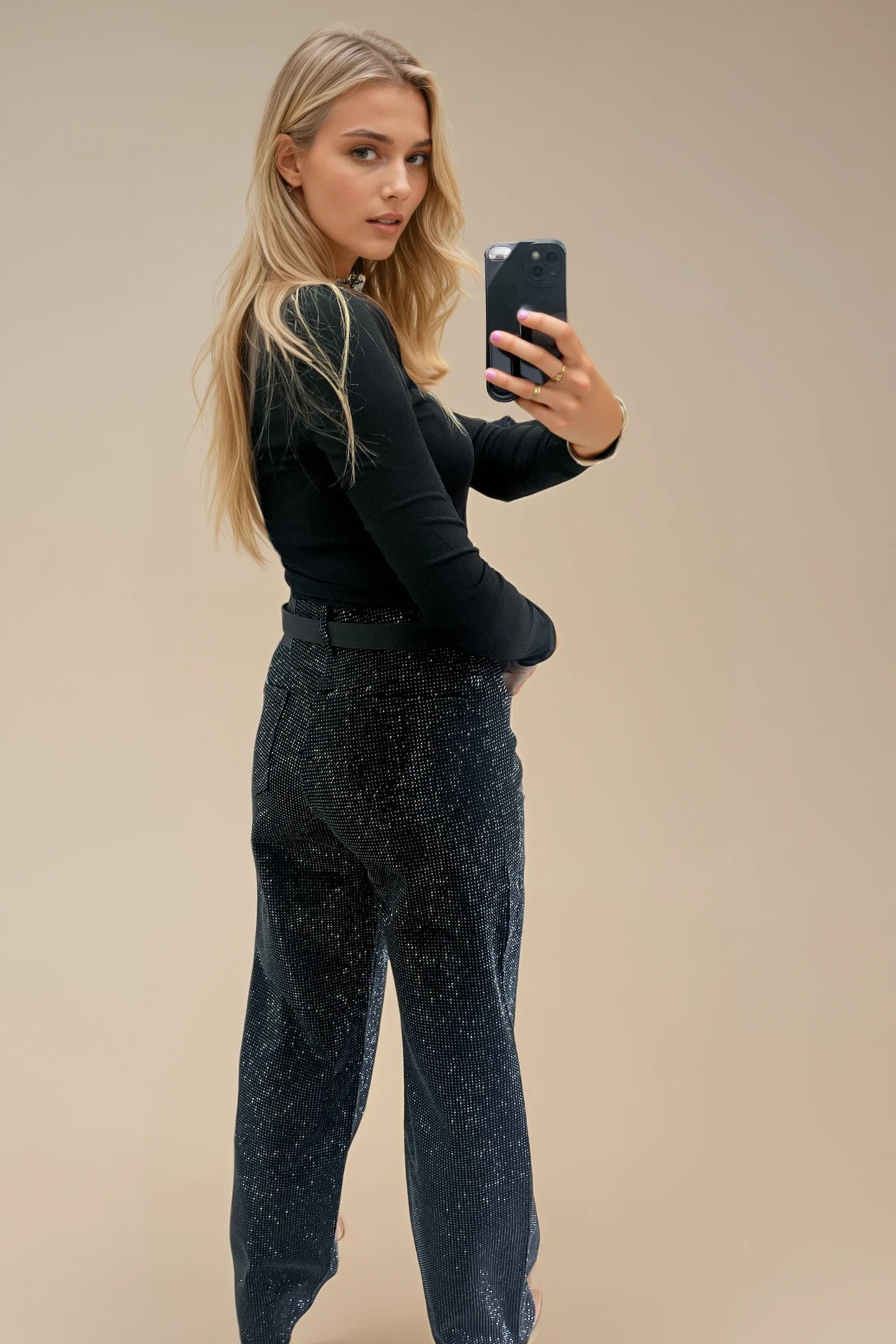 Black Diamante Embellished Jeans