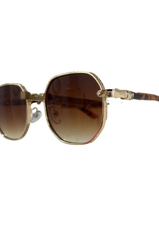 Gold tubular arm sunglasses
