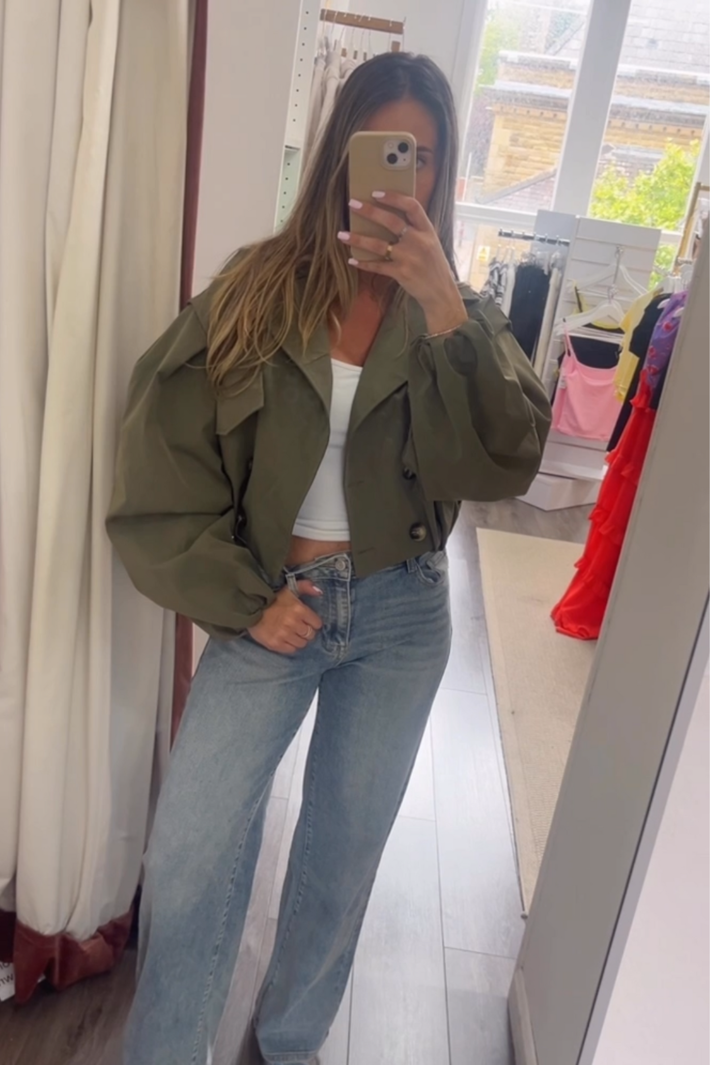 Khaki Cropped Trench Coat