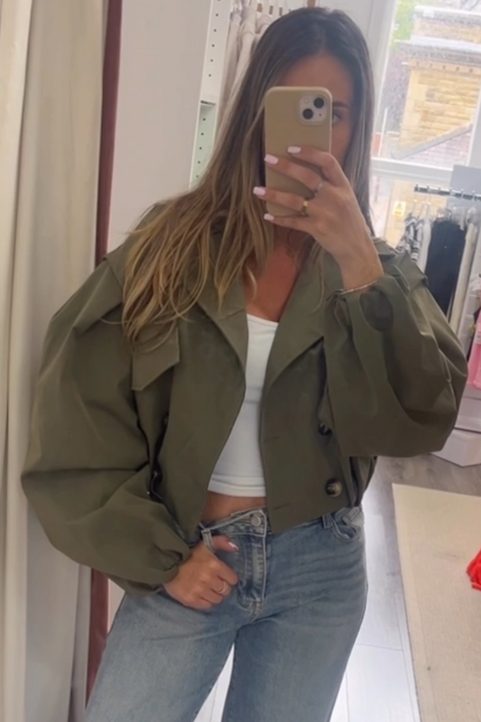 Khaki Cropped Trench Coat