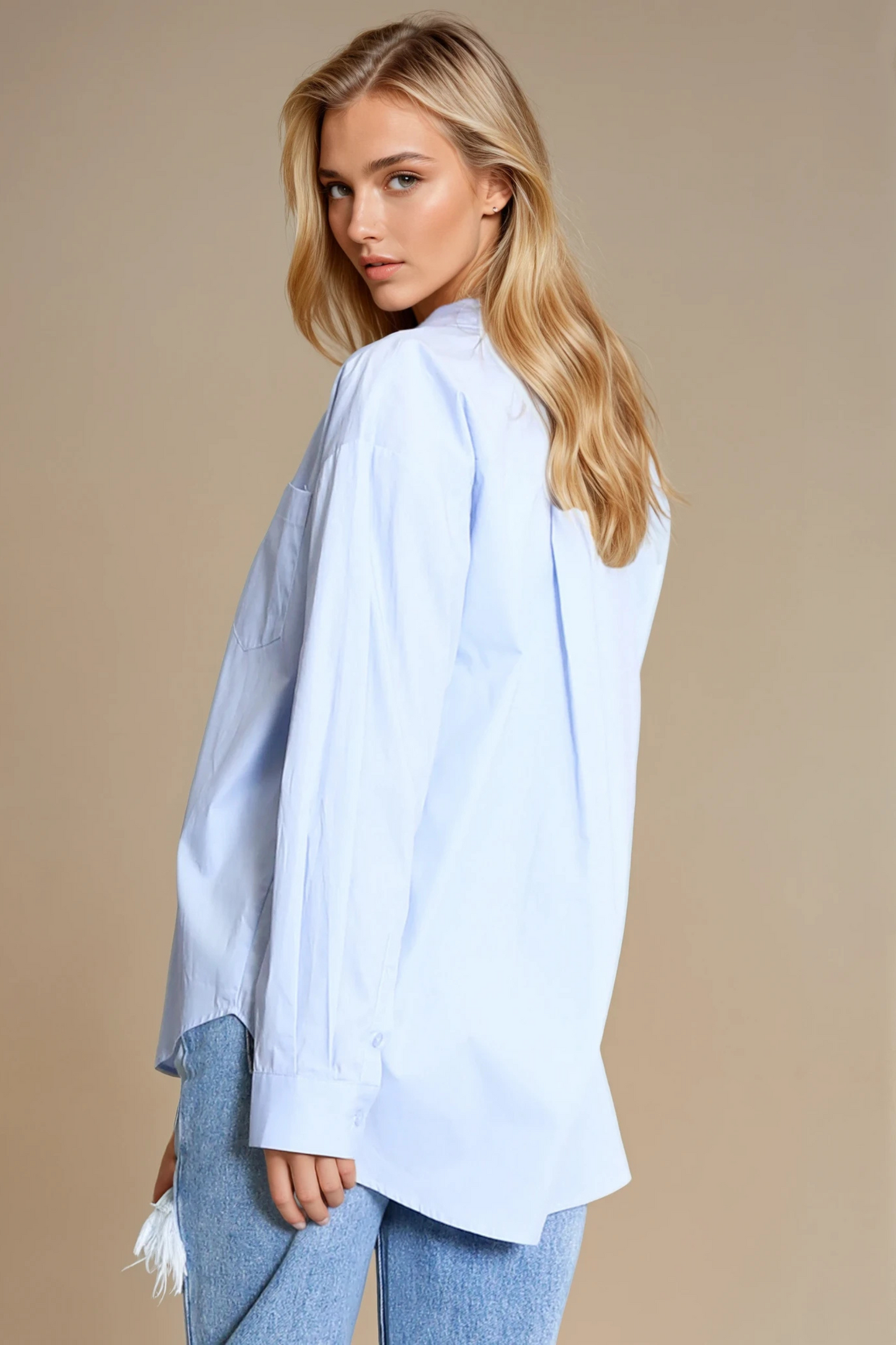 Blue Poplin Single Pocket Shirt