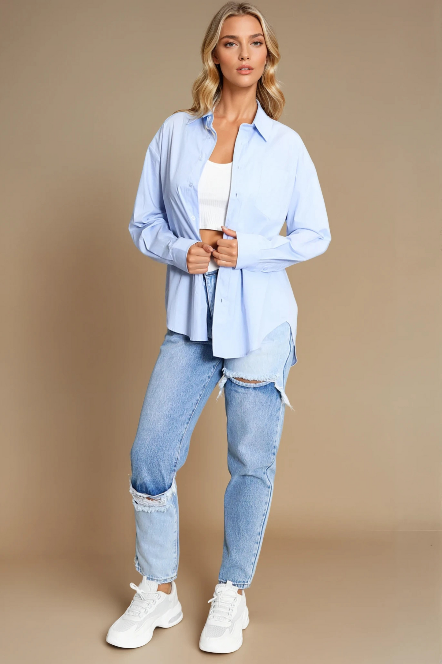 Blue Poplin Single Pocket Shirt