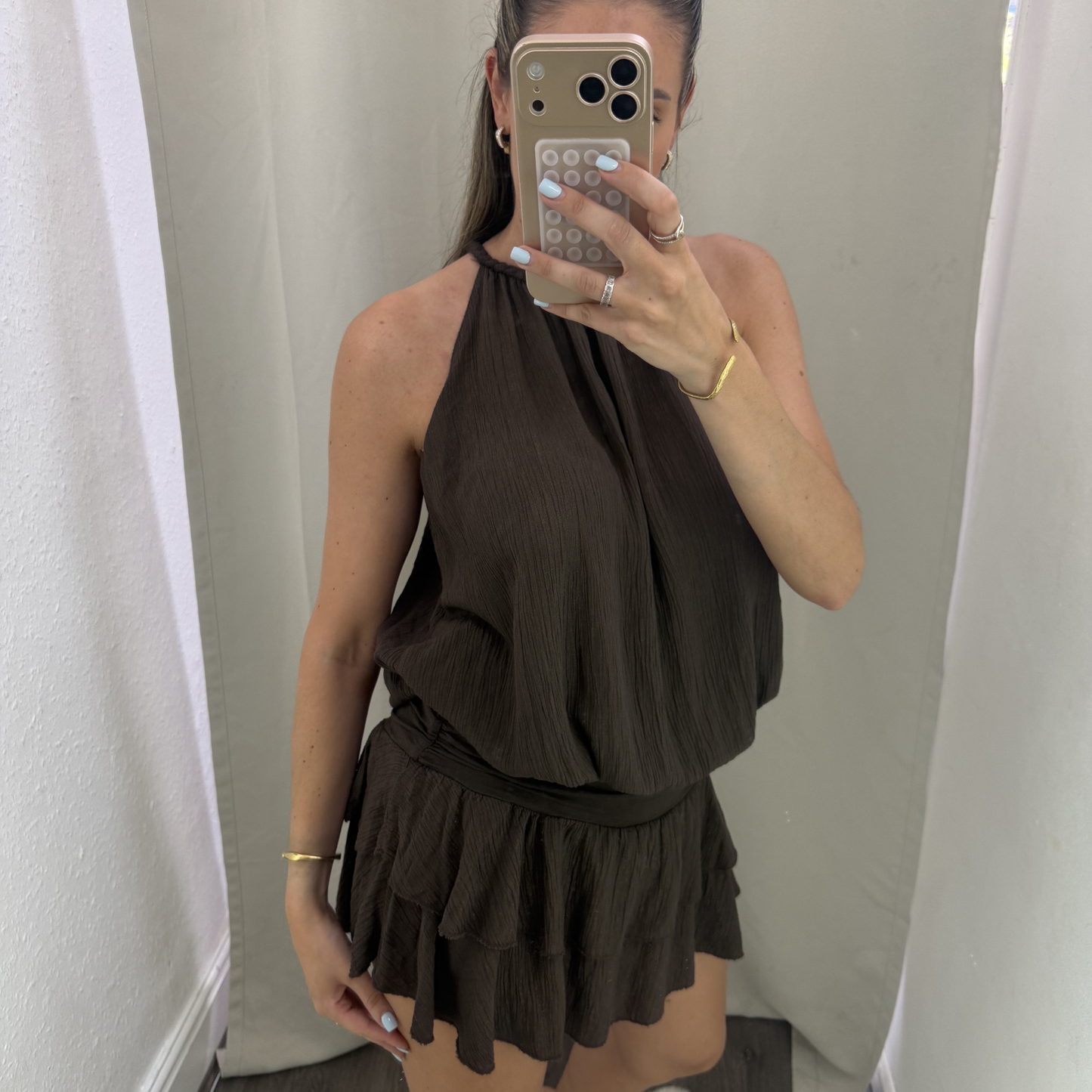 Chocolate Cheesecloth Playsuit