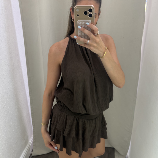 Chocolate Cheesecloth Playsuit